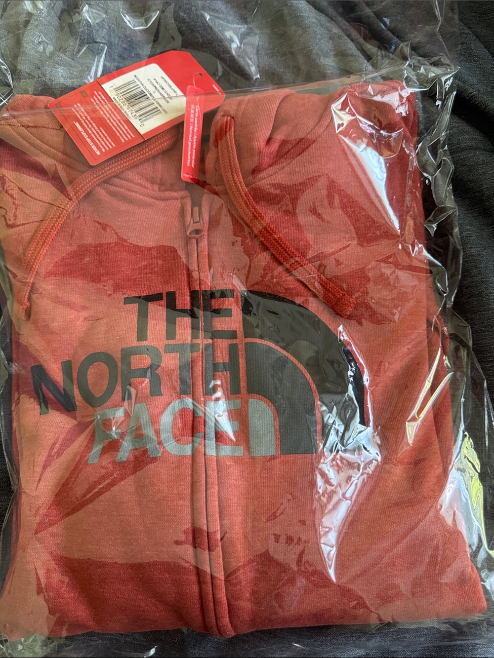 The North Face Brick Red Full-Zip Hoodie with Black Logo